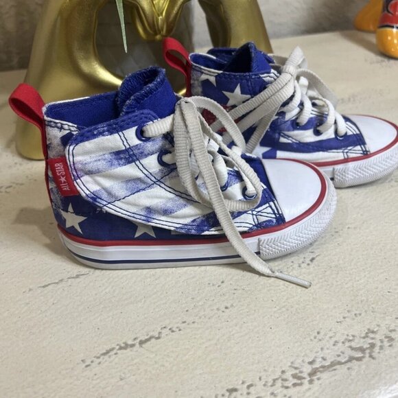 Converse All Star Baby Toddler 7 Chuck Taylor Canvas Stars & Stripes Shoes - Picture 8 of 8